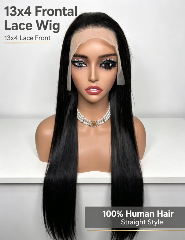 13x4 Transparent Glueless Lace Front Human Hair Wig