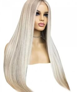 Alternative view of Luxury Light Ash Blonde Long Straight 100% Human Hair Invisible Lace Wig