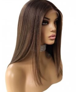 Alternative view of Cute Medium Brown Short Bob Invisible Lace Premium Human Hair Wig